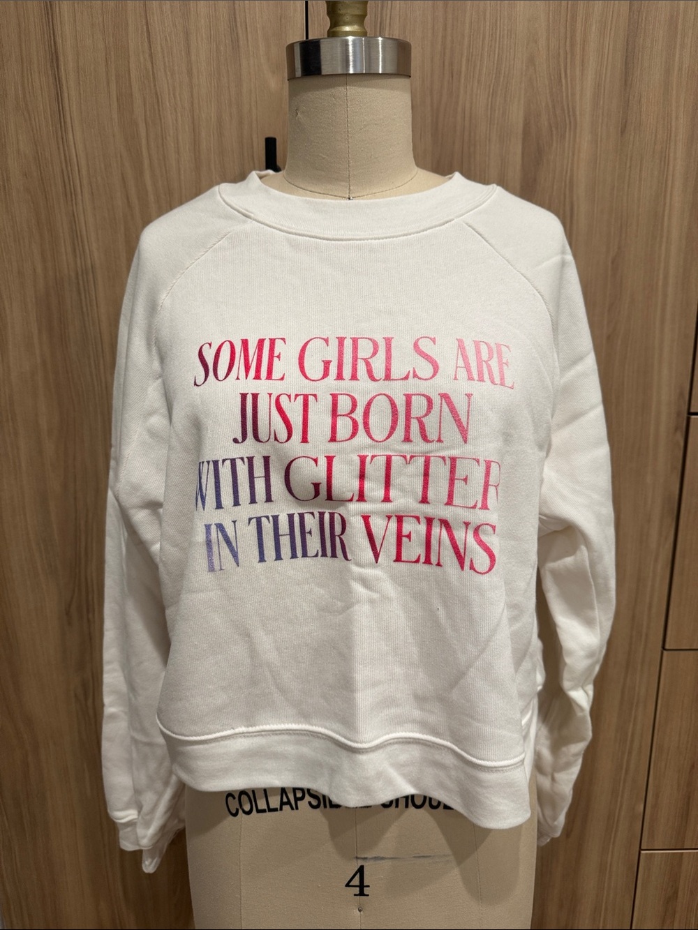 Paris Hilton White Crewneck Sweatshirt with Pink & Purple Script